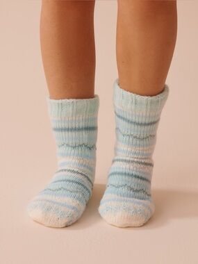 la Vie en Rose Striped Knit and Sherpa Socks
